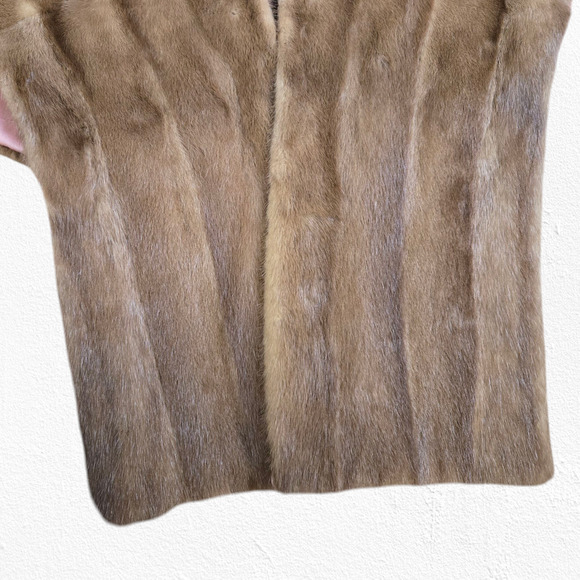 1940s Vintage Mink Fur Capelet Shrug Satin Lined Hollywood Glam Wrap Medium Fit - Picture 5 of 10
